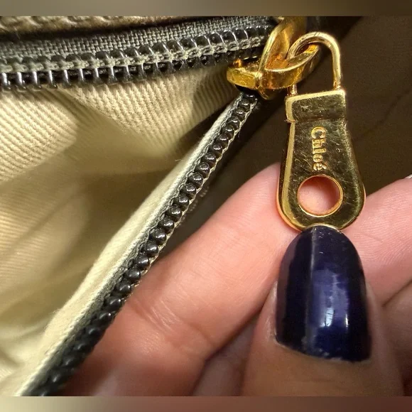 Chloe Handbag Olive Green Leather Bag Purse Kerala Equestrian Gold Hardware - Picture 11 of 13